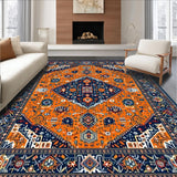 Ultra Soft Area Rug, Non Slip, Stain Resistant, Washable Area Rugs for Living Room, Bedroom, Chic Abstract Patterned Elegance(Orange)