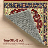 Ultra Soft Area Rug, Non Slip, Stain Resistant, Washable Area Rugs for Living Room, Bedroom, Vintage Loom Inspired Area(Red)