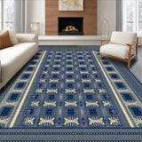Ultra Soft Area Rug, Non Slip, Stain Resistant, Washable Area Rugs for Living Room, Bedroom, Navy Woven Geometric Patterned Accent(Blue)
