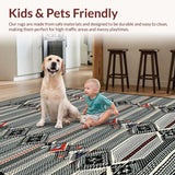 Ultra Soft Area Rug, Non Slip, Stain Resistant, Washable Area Rugs for Living Room, Bedroom, Rustic Tasseled Diamond Arrangement(Black)
