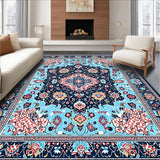 Ultra Soft Area Rug, Non Slip, Stain Resistant, Washable Area Rugs for Living Room, Bedroom, Luxurious Textured Diamond Design(Blue)