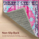 Ultra Soft Area Rug, Non Slip, Stain Resistant, Washable Area Rugs for Living Room, Bedroom, Soft Pastel Geometric Accents(Pink)