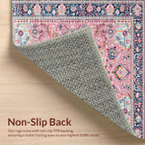 Ultra Soft Area Rug, Non Slip, Stain Resistant, Washable Area Rugs for Living Room, Bedroom, Trendy Floral Blush Blue Harmony(Pink)