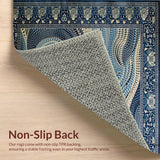 Ultra Soft Area Rug, Non Slip, Stain Resistant, Washable Area Rugs for Living Room, Bedroom, Elegant Beige/Blue Area(Blue)
