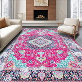 Ultra Soft Area Rug, Non Slip, Stain Resistant, Washable Area Rugs for Living Room, Bedroom, Elegant Colorful Trellis Arrangement(Pink)