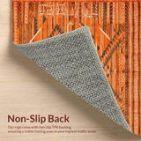 Ultra Soft Area Rug, Non Slip, Stain Resistant, Washable Area Rugs for Living Room, Bedroom, Tribal Orange Geometric Motif(Orange)