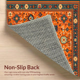 Ultra Soft Area Rug, Non Slip, Stain Resistant, Washable Area Rugs for Living Room, Bedroom, Contemporary Lattice Pattern Motif(Orange)