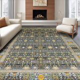 Ultra Soft Area Rug, Non Slip, Stain Resistant, Washable Area Rugs for Living Room, Bedroom, Cozy Earth Tone Medallion Design(Gray)