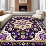 Ultra Soft Area Rug, Non Slip, Stain Resistant, Washable Area Rugs for Living Room, Bedroom, Intricate Floral Design Area with Elegant(Purple)