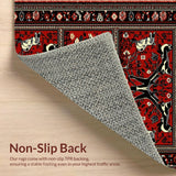 Ultra Soft Area Rug, Non Slip, Stain Resistant, Washable Area Rugs for Living Room, Bedroom, Vintage Lodge Cabin Non-Slip Floor Mat(Red)
