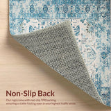 Ultra Soft Area Rug, Non Slip, Stain Resistant, Washable Area Rugs for Living Room, Bedroom, Whimsical Light Blue Curved Patterns(Blue)