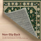 Ultra Soft Area Rug, Non Slip, Stain Resistant, Washable Area Rugs for Living Room, Bedroom, Elegant Floral Mihrab Artwork(Green)