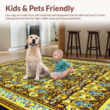 Ultra Soft Area Rug, Non Slip, Stain Resistant, Washable Area Rugs for Living Room, Bedroom, Modern Cheerful Patterned Welcome(Gold)