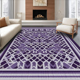 Ultra Soft Area Rug, Non Slip, Stain Resistant, Washable Area Rugs for Living Room, Bedroom, Contemporary Checked Visual Harmony(Purple)