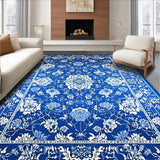 Ultra Soft Area Rug, Non Slip, Stain Resistant, Washable Area Rugs for Living Room, Bedroom, Serene Asian Elegance with Detailed Print(Blue)