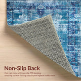 Ultra Soft Area Rug, Non Slip, Stain Resistant, Washable Area Rugs for Living Room, Bedroom, Cobalt Whisper Carpet, Aegean Tint, Distressed Block Print(Blue)