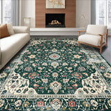 Ultra Soft Area Rug, Non Slip, Stain Resistant, Washable Area Rugs for Living Room, Bedroom, Vintage Floral Distressed Elegance(Green)