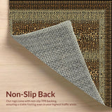 Ultra Soft Area Rug, Non Slip, Stain Resistant, Washable Area Rugs for Living Room, Bedroom, Chic Contemporary Leopard Motif(Brown)