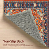 Ultra Soft Area Rug, Non Slip, Stain Resistant, Washable Area Rugs for Living Room, Bedroom, Bright Medallion Patterned Vibe(Orange)