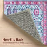 Ultra Soft Area Rug, Non Slip, Stain Resistant, Washable Area Rugs for Living Room, Bedroom, Enchanting Vintage Symmetrical Patterns(Blue)