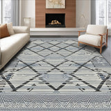 Ultra Soft Area Rug, Non Slip, Stain Resistant, Washable Area Rugs for Living Room, Bedroom, Sleek Monochrome Lattice Design(Gray)