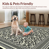 Ultra Soft Area Rug, Non Slip, Stain Resistant, Washable Area Rugs for Living Room, Bedroom, Boho Black and Ivory Meditation Space Rug(Black)