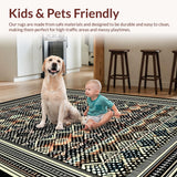 Ultra Soft Area Rug, Non Slip, Stain Resistant, Washable Area Rugs for Living Room, Bedroom, Rustic Trellis Motif with Soft Touch(Black)