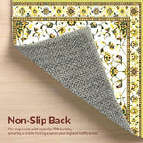 Ultra Soft Area Rug, Non Slip, Stain Resistant, Washable Area Rugs for Living Room, Bedroom, Vintage Beige Yellow Kitchen Area(White)