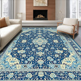 Ultra Soft Area Rug, Non Slip, Stain Resistant, Washable Area Rugs for Living Room, Bedroom, Rustic Cream and Gold Medallion(Blue)