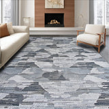 Ultra Soft Area Rug, Non Slip, Stain Resistant, Washable Area Rugs for Living Room, Bedroom, Sleek Grey Geometric Motif(Gray)