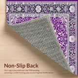 Ultra Soft Area Rug, Non Slip, Stain Resistant, Washable Area Rugs for Living Room, Bedroom, Intricate Classic Medallion Style(Purple)
