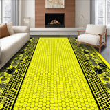 Ultra Soft Area Rug, Non Slip, Stain Resistant, Washable Area Rugs for Living Room, Bedroom, Honeycomb Rustic Floral Design(Yellow)
