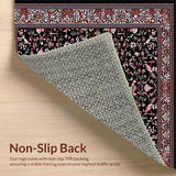 Ultra Soft Area Rug, Non Slip, Stain Resistant, Washable Area Rugs for Living Room, Bedroom, Classical Floral Medley in Dark Tones(Black)