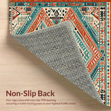 Ultra Soft Area Rug, Non Slip, Stain Resistant, Washable Area Rugs for Living Room, Bedroom, Chic Teal and Cream Mosaic(Red)