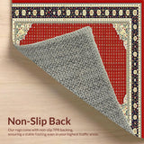 Ultra Soft Area Rug, Non Slip, Stain Resistant, Washable Area Rugs for Living Room, Bedroom, Luxurious Classic Trellis Design(Red)