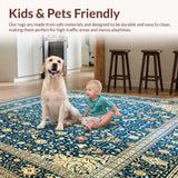 Ultra Soft Area Rug, Non Slip, Stain Resistant, Washable Area Rugs for Living Room, Bedroom, Elegant Blue & Beige Oriental Area Traditional Home Decor(Blue)