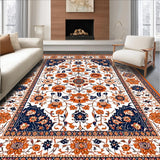 Ultra Soft Area Rug, Non Slip, Stain Resistant, Washable Area Rugs for Living Room, Bedroom, Stylish Modern Floral Arrangement(White)