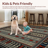 Ultra Soft Area Rug, Non Slip, Stain Resistant, Washable Area Rugs for Living Room, Bedroom, Elegant Black White Trellis Design(Red)