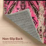 Ultra Soft Area Rug, Non Slip, Stain Resistant, Washable Area Rugs for Living Room, Bedroom, Tribal Distressed Pink Living Room Stain-Resistant Rug(Pink)