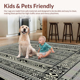 Ultra Soft Area Rug, Non Slip, Stain Resistant, Washable Area Rugs for Living Room, Bedroom, Rustic Natural Tiled Aesthetic(Black)