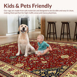 Ultra Soft Area Rug, Non Slip, Stain Resistant, Washable Area Rugs for Living Room, Bedroom, Striking Bold Trellis Composition(Red)