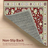Ultra Soft Area Rug, Non Slip, Stain Resistant, Washable Area Rugs for Living Room, Bedroom, Floral Red Beige Area(Red)