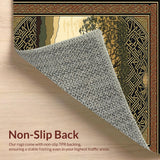 Ultra Soft Area Rug, Non Slip, Stain Resistant, Washable Area Rugs for Living Room, Bedroom, Elegant Gold and Brown Harmony(Brown)