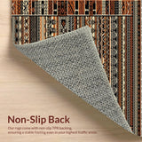 Ultra Soft Area Rug, Non Slip, Stain Resistant, Washable Area Rugs for Living Room, Bedroom, Bold Symmetrical Medallion Style(Brown)