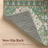 Ultra Soft Area Rug, Non Slip, Stain Resistant, Washable Area Rugs for Living Room, Bedroom, Vintage Floral Geometric Elegance(Green)