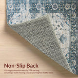 Ultra Soft Area Rug, Non Slip, Stain Resistant, Washable Area Rugs for Living Room, Bedroom, Contemporary Gray Geometric Design(Blue)