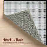 Ultra Soft Area Rug, Non Slip, Stain Resistant, Washable Area Rugs for Living Room, Bedroom, Sleek Silver Geometric Motif(Gray)