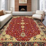 Ultra Soft Area Rug, Non Slip, Stain Resistant, Washable Area Rugs for Living Room, Bedroom, Vintage Spiced Medallion Area(Red)