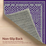 Ultra Soft Area Rug, Non Slip, Stain Resistant, Washable Area Rugs for Living Room, Bedroom, Unique Trellis-Inspired Color Palette(Purple)