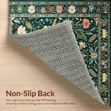 Ultra Soft Area Rug, Non Slip, Stain Resistant, Washable Area Rugs for Living Room, Bedroom, Rustic Botanical Tiled Composition(Green)